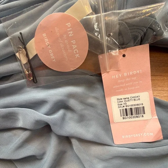 Birdy Grey Women’s  Dusty Blue Heart Shaped Chicky Convertible Dress Size XS NWT - Picture 5 of 9